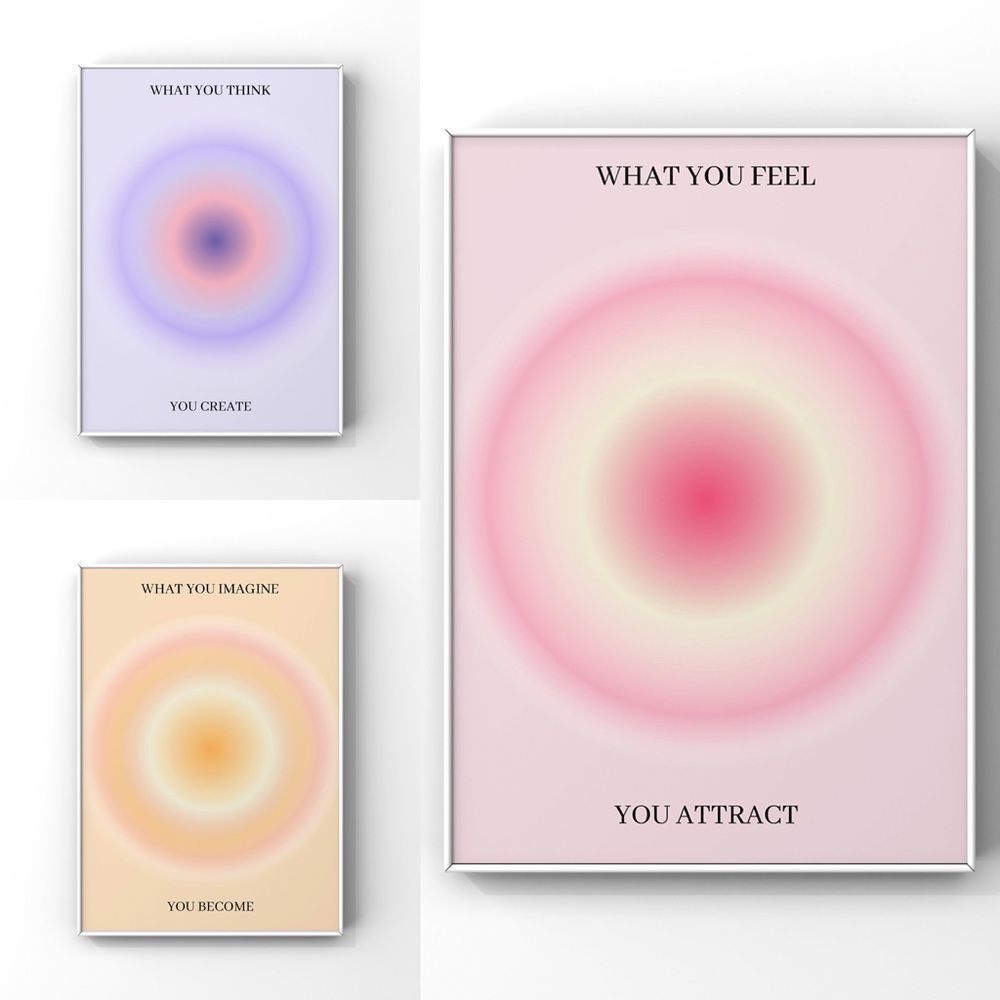 Aura Poster 3 Piece Wall Art, Aura Energy Spiritual Gradient Print, Y2K Decor